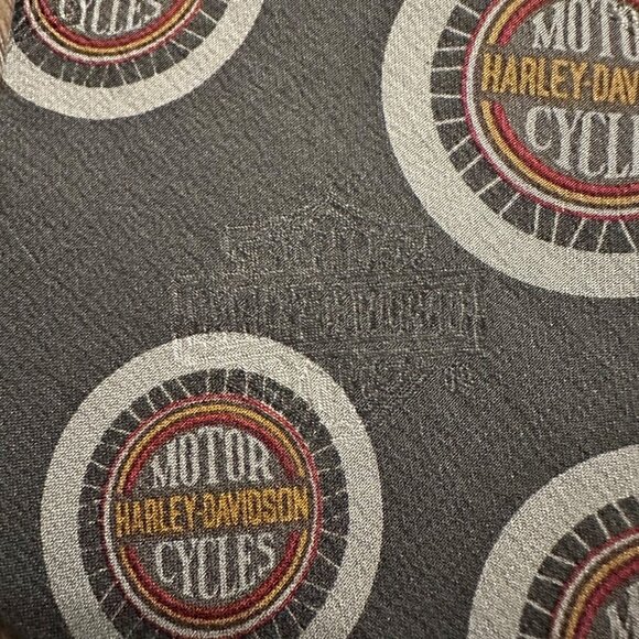 RM Style Harley Davidson Motorcycles Men's Green Silk Tie - Picture 3 of 6